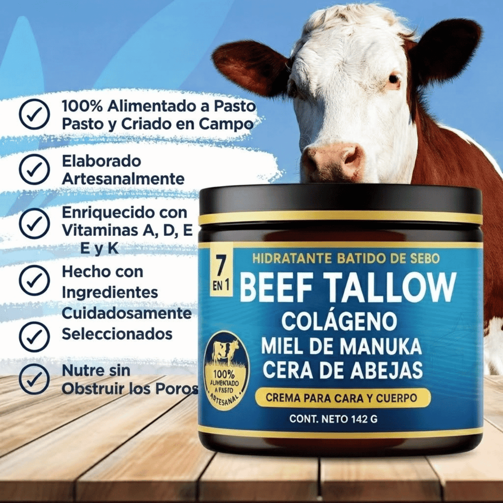 Beef Tallow 7 en 1 — 7 ingredientes. Una crema. Piel transformada.