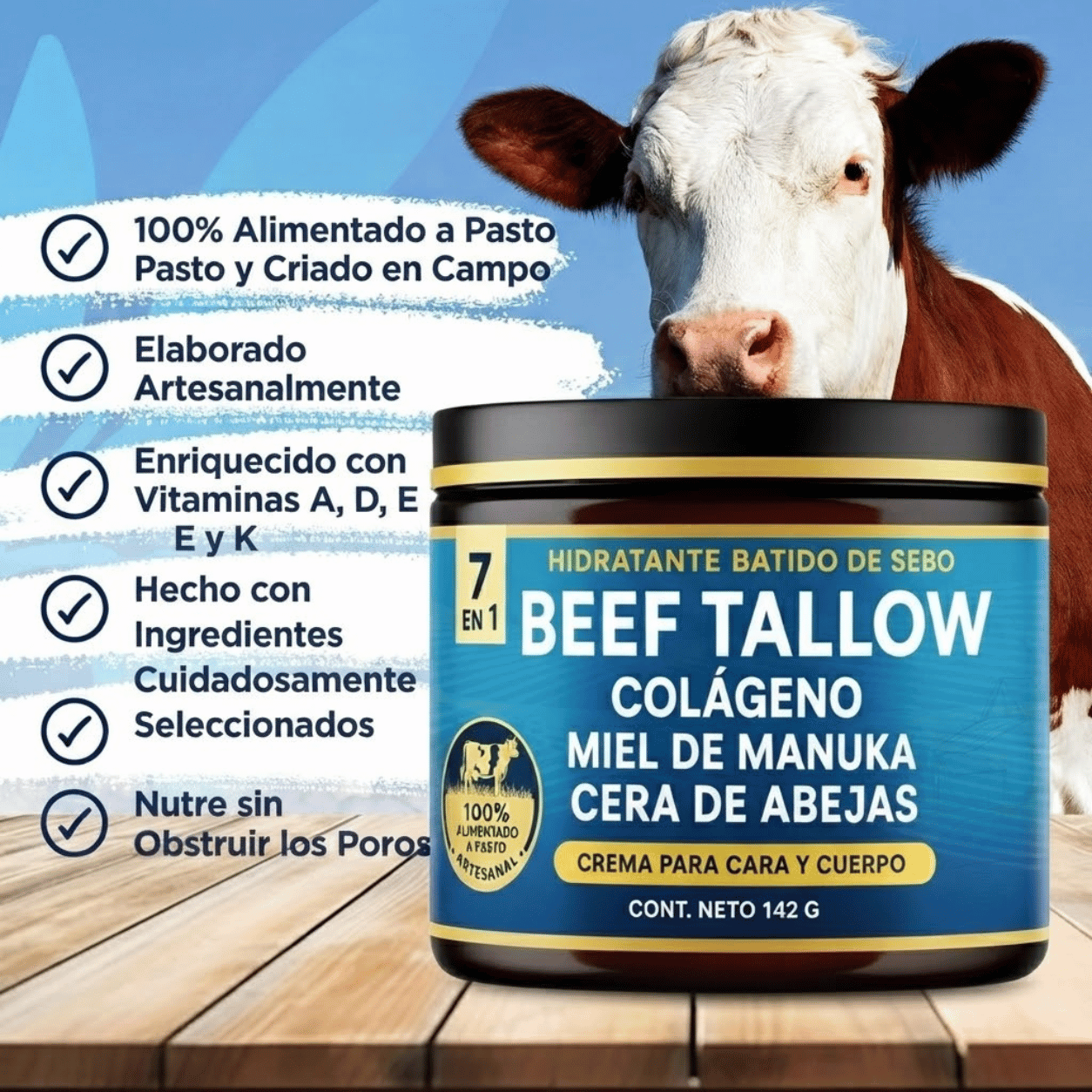 Beef Tallow 7 en 1 — 7 ingredientes. Una crema. Piel transformada.