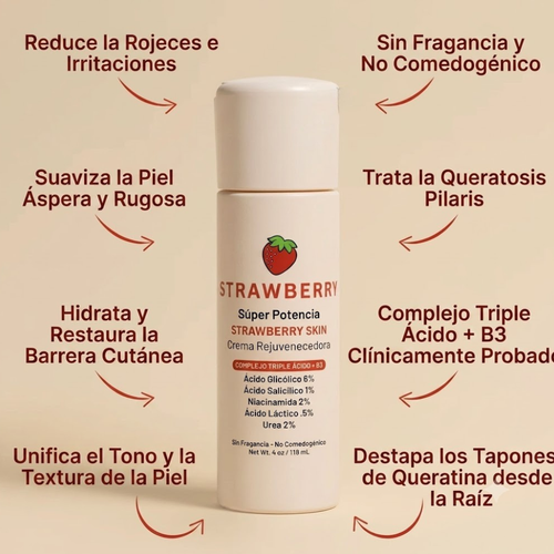 WhiteMoon® Strawberry Skin — KERA Crema Rejuvenecedora Triple Ácido